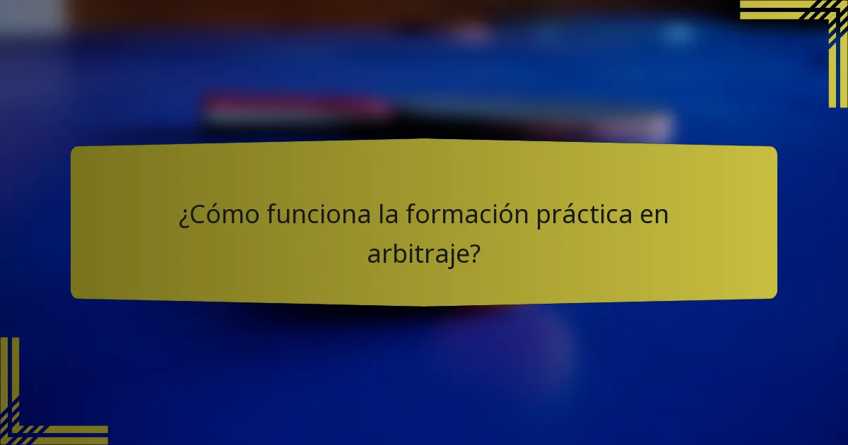 ¿Cómo funciona la formación práctica en arbitraje?